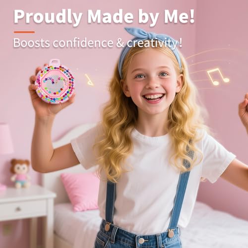 HEYSONG Bluetooth Shower Speaker + DIY Diamond Stickers – Great Gift for Girls - color: DIY Sticks+Pink Speaker