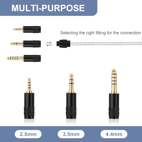 SE215 Cable Compatible with Shure SE215, SE215 Pro, SE315, SE425, SE425 Pro, SE535, SE846, AONIC 3, AONIC 4, AONIC 5, UE900 Earphones, MMCX Audio Cable with 2.5mm/3.5mm/4.4mm Plug, 4ft
