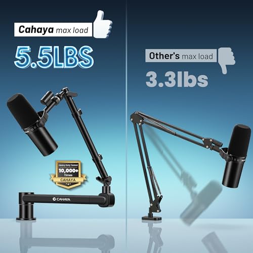 CAHAYA Desk Mount Mic Arm, Low Profile Boom Stand for Streaming, Black