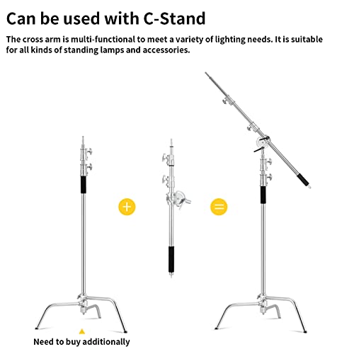 3.6-8.2ft Stainless Steel Heavy Duty Boom Arm for C-Stand w/Sandbag | Adjustable Overhead Crossbar Holding Arm with Universal Baby Pin Adapter for Studio Monolight, Softbox, Strobe Photography
