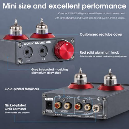 Douk Audio Tube Phono Preamp: 6CS6 Headphone Amp for Turntable (T4 PRO)
