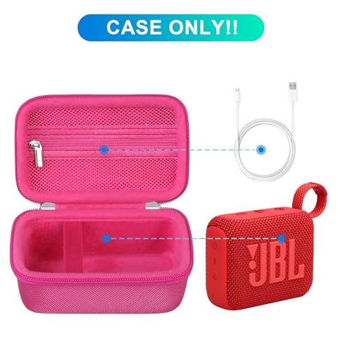 BOVKE Carrying Case Compatible with JBL Go 4 Portable Bluetooth Wireless Speaker, Extra Mesh Pocket for Charging Cables and Accessories, Rosered - color: Rosered