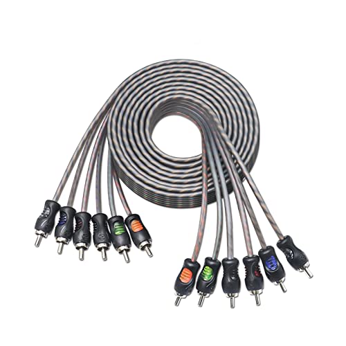 RECOIL RCI612 12ft 6-Channel RCA Audio Cable Twisted Pair Noise Reduction | 100% Oxygen Free Copper - style: 12ft 6-Channel RCA