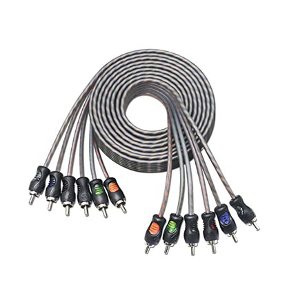 RECOIL RCI612 12ft 6-Channel RCA Audio Cable Twisted Pair Noise Reduction | 100% Oxygen Free Copper - style: 12ft 6-Channel RCA