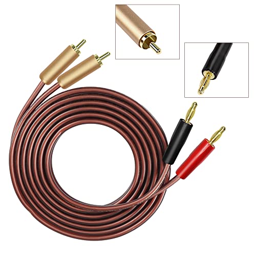 MEIRIYFA 2RCA Plugs to 2 Banana Plugs Speaker Wire, Dual Banana Plug to RCA Male Plug OFC HiFi Speaker Cable for Speaker Subwoofer - 2M