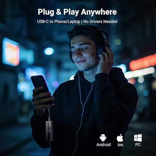 MECHEN AP10 USB DAC 동글 3.5mm/4.4mm HiFi Amp 밸런스 블랙 | ES9028Q2M+ES9603Q 칩셋, PCM384K/DSD256, 4.4mm 밸런스 522mW@32Ω, 3.5mm SE 111mW, SNR 120dB, 아이폰/안드로이드용 USB-C