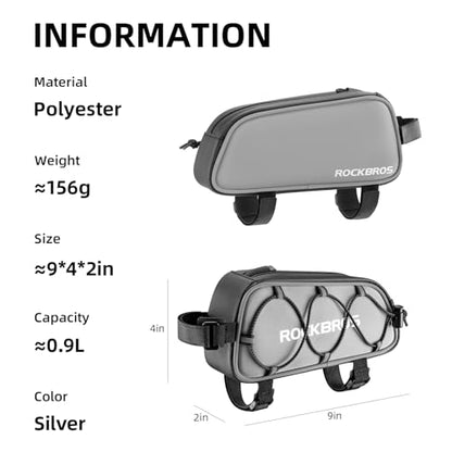 ROCKBROS Top Tube Bike Bag Water-Resistant 0.9L Narrow Slim High Reflective | 1.9in Width No Knee Rub, All-Over Reflective, Polyester Water-Resistant,Fits Phone, Wallet, Short Rides Commuting - color: STYLE 3