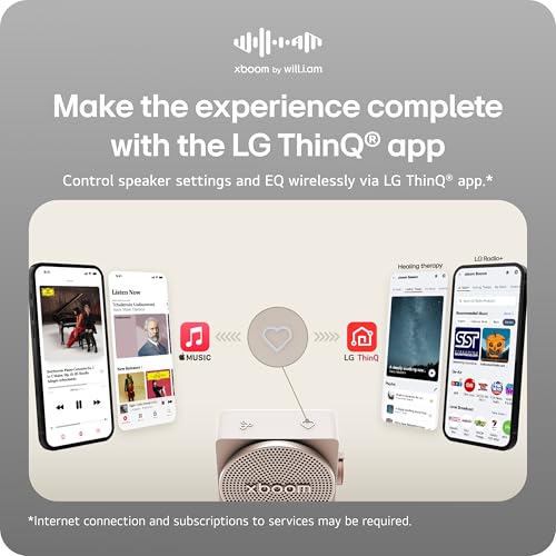 LG xboom Mini by will.i.am Portable Outdoor Bluetooth Speaker, up to 10 Hours, IP67 Dust and Water Resistant, Adjustable Hanging Strap, Warm Grey