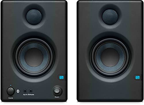 PreSonus Eris E3.5 BT Bluetooth Studio Monitor Pair Bundle with Isolation Pads, XLR Cables, TRS Cables, and Austin Bazaar Polishing Cloth - size: Bundle w/ Isolation Pads, style: E3.5 BT