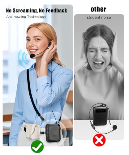 SHIDU Voice Amplifier for Teacher with Portable Microphone Waterproof | 18W Microphone with Speaker with Wired Mic Headset, IPX5 Waterproof Bluetooth Speaker Systems for Guide, Coach (NOT Wireless) - color: Black