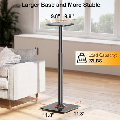 Speaker Stands Pair, 28"-37.4" Height Adjustable, Max 22 lbs, Glass Base | Surround Sound Speaker Stand with Cable Management, Universal Floor Stand for Bookshelf Satellite Studio Large Speaker, Black - size: Universal Black