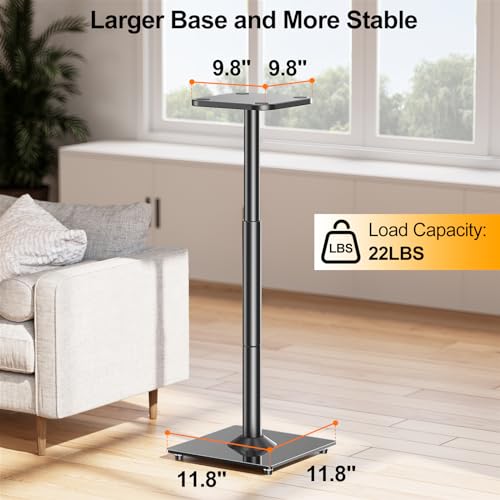 Speaker Stands Pair, 28"-37.4" Height Adjustable, Max 22 lbs, Glass Base | Surround Sound Speaker Stand with Cable Management, Universal Floor Stand for Bookshelf Satellite Studio Large Speaker, Black - size: Universal Black