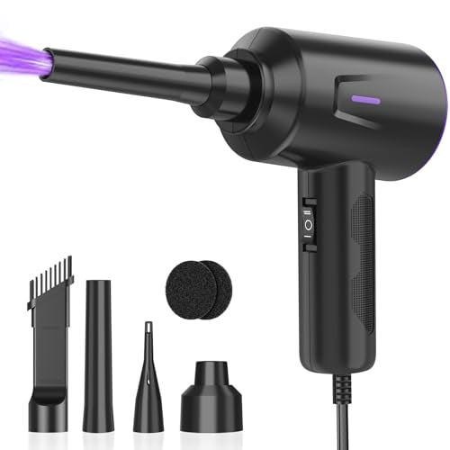 Air Duster - Compressed Air - 5.74 oz High Power Cleaning for Computer - PC - 2 Gear Air Blower (Black Purple) - color: Black Purple