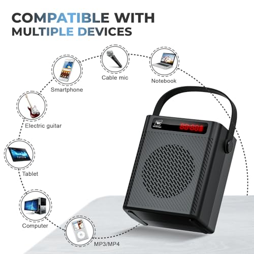 Voice Amplifier Wireless Microphone/Handheld Mic with 4 Sound Effects S95 | Rechargeable Portable Microphone and Speaker Set Wireless karaoke System, Personal Sound Amplifier for Teachers Speaking