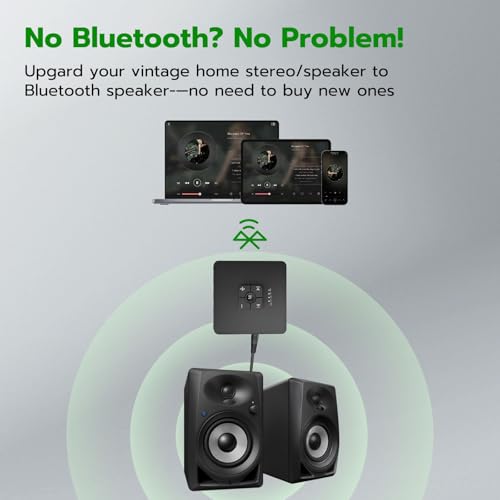 Bluetooth Receiver, V5.3 for Home Stereo with 3.5mm, Bluetooth Adapter for Stereo Receiver, Amplifier, Speaker, HiFi - color: Deep Black