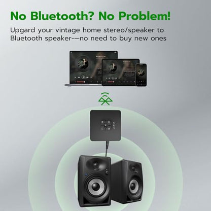 Bluetooth Receiver, V5.3 for Home Stereo with 3.5mm, Bluetooth Adapter for Stereo Receiver, Amplifier, Speaker, HiFi - color: Deep Black