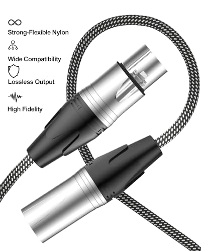 100Ft XLR Microphone Cables 2 Packs, Premium Balanced Mic Cable with 3 Pins XLR Male to Female Cables 100 Feet - size: 100 Feet, style: 2-Pack