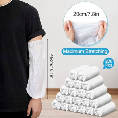 Disposable Oversleeves Covers, 200PCS Plastic Arm Sleeves Covers for Painting Repairing Cleaning Tattooing - White - color: White
