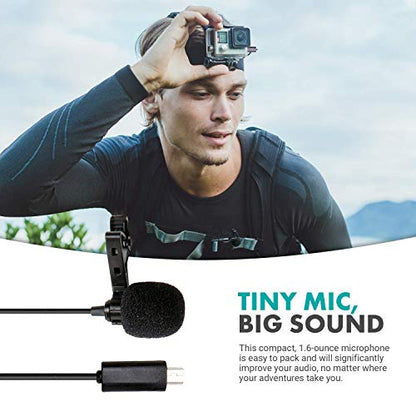 Movo GM100 Clip-on Lavalier Microphone for Compatible with GoPro HERO3, HERO3+ and HERO4 Black, White and Silver Editions - Includes Mic Adapter for Go Pro