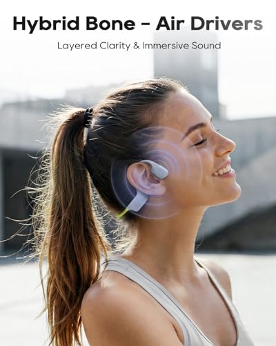 aigo Bone Conduction Headphones for Swimming, GS08MAX Open-Ear Headphones Hybrid Bone Air Conduction Earbuds IP68 Waterproof with 32GB MP3, Bluetooth 6.0 Wireless, 8H Battery
