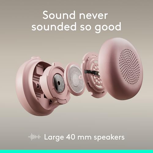 Logitech Zone Wired 2 Noise Canceling Headset with Adaptive Hybrid - Rose | Noise-canceling, USB-C connection, USB-A adapter included - color: Rose, style: Wired