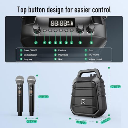 SHIDU 100W Powerful Voice Amplifier with 2 Wireless Microphones
