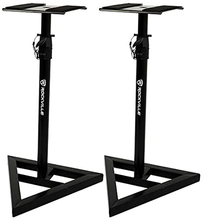 Rockville ASM4 4" Powered Active Studio Monitor Pair with RVSM1 Stands | 200W Peak / 50W RMS, Class D, Bluetooth 5.0, Optical/TS/RCA/3.5mm Inputs, DSP Tuned, RRS190S 3-Angle Isolation Pads, 6-items