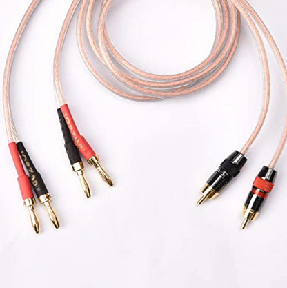 2 Pack Audiophile 14 AWG OFC Speaker Wire, with RCA Male (Black & Red) to 2 Banana Plugs (1M(3.3FT)) - size: 1M(3.3FT)