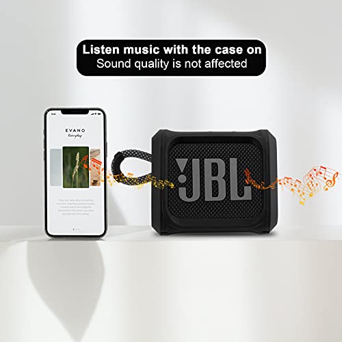 Silicone Case Cover for JBL Go 3 Portable Speaker with Removable Strap for Bike Golf Cart Travel Carrying Case Protective Sleeve Speaker Cover (Black) - color: Black