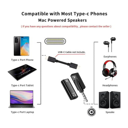 chenyang 2 Pack USB C to 3.5mm Headphone Plug/Jack Adapter Support Hi-Res 16bits 48KHz HiFi Sound Quality with DAC Chip - style: HiFi 48kHz/16bit USB C Female