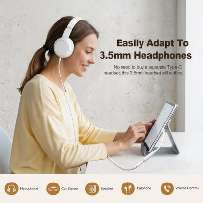 USB C to 3.5mm Audio Headphone Jack Adapter (2 Pack), HiFi DAC Aux Audio Dongle Cable Cord, Plug and Play USB C Audio Adapter for iPhone 17 16 15 Pro Max, Galaxy S25/S24/S23, Pixel, iPad, MacBook - size: 2-Pack