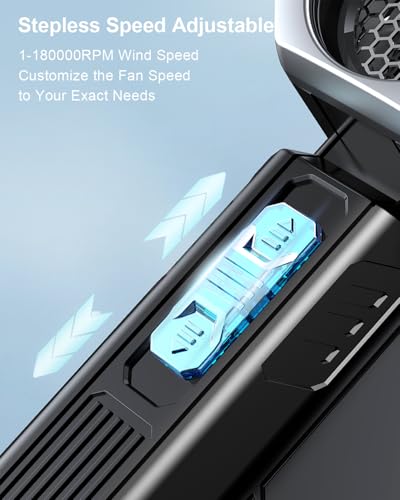 Compressed Air Duster, Super Power Adjustable Speed Cordless Air Duster Turbo Mini Blower with Rechargeable for PC Cleaning Kit Keyboard Cleaner Dust Blower for Computer House Outdoor and Car