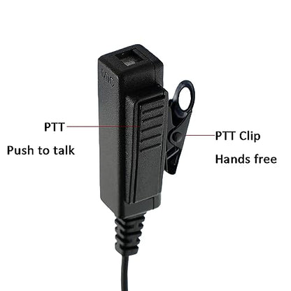 2-Wire Earpiece Compatible with Tait TP9400 TP8100 | 2-Wire Covert Tube, Quick-Disconnect, Kevlar PU; Compatible with Tait TP9500 TP3300