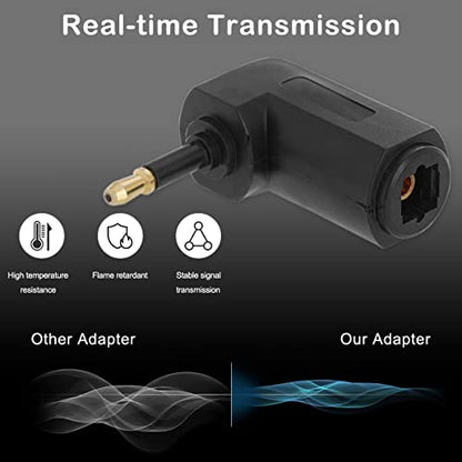 Fiber Optic 3.5mm Jack Audio Adapter, Female to Male Optical Connector, Right Angle 90 Degree Converter for Toslink & Mini Toslink Cables, 6 Pcs