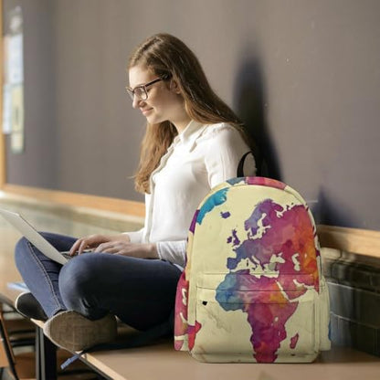 Travel Backpack for Women Men Carry On Backpack Coffee Collection Laptop Bag Lightweight Casual Daypack - color: Colorful Map
