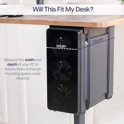 VIVO Under-Desk and Wall Mount PC Adjustable Strap and Steel Bracket Holder, Computer Case Carrier, Black, MOUNT-PC02S