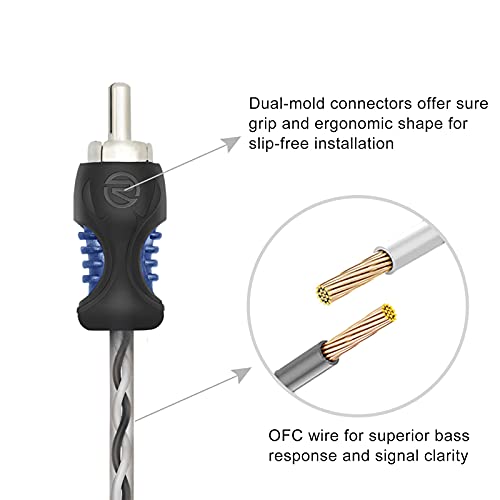 RECOIL R1F2M OFC 1 Female to 2 Male RCA Y Adapter Car Audio 1ft Splitter | Oxygen Free Copper Twisted Pair with Noise Reduction Connectors 2 Pack