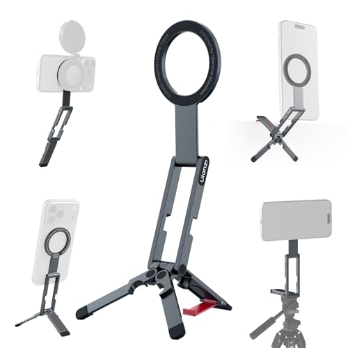 ULANZI MA62 Magnetic Phone Tripod Stand, Ultra-Slim 0.33in Pocket-Sized Foldable Kickstand, N52 Magnet Aluminum Alloy Mantis Hook Desktop Mount, 2.22oz Portable Mini Tripod for iPhone Android
