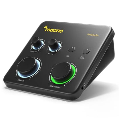 MAONO PS22 Lite USB Audio Interface for PC for Guitar & Vocals Streaming | Low-noise preamp, 24-bit/192kHz, loopback, ASIO driver, routing software, for home studio, DAW recording, OBS, creators