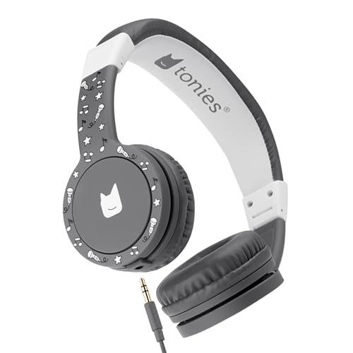 Tonies Foldable Wired Headphones for Kids - Comfortably Designed to fit On-Ear - Works with Toniebox 1 and All 3.5mm Devices - Gray - color: Gray