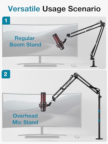 InnoGear Mic Stand Desk Overhead Desktop Microphone Boom Arm for Blue Yeti | Overhead Positioning, 3.3 lbs Weight Capacity, Foldable, Extendable, Rotatable, Easy to Install, Work with Blue Yeti - color: Black, style: High-profile