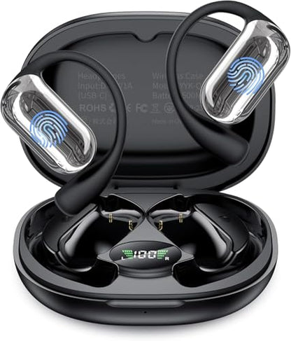 EUQQ Open Ear Earbuds –80H Playtime Open Ear Headphones,Over Ear Earbuds with Ergonomic Earhook,arbuds Wireless Bluetooth, Sweat & Water-Resistant Earphones, Running Headphones with Ultra-Lightweight