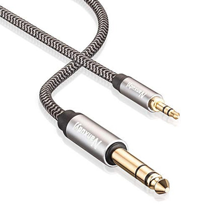 6.35mm to 3.5mm AUX Cord 6ft, 3.5mmTRS 1/8" Male to 6.35mm 1/4" Male Stereo Audio Cable Nylon Braid Aux Cord Cable Compatible Headphones,Laptop,Home Theater Devices,and Amplifiers & More - size: 6 feet