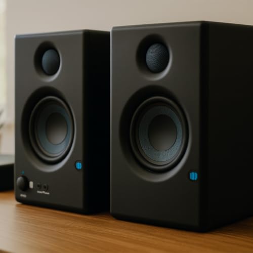 PreSonus Eris E3.5 BT Bluetooth Studio Monitor Pair Bundle with XLR and TRS Cables, and Austin Bazaar Polishing Cloth - size: Bundle w/ Cables, style: E3.5 BT