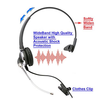 INNOTALK Phone Headset Compatible with Avaya 1408 1416 2410 2420 4424 4606 4610 4612 4620 - Changeable Voice Tube Mic + HIC Quick Disconnect Cord as Call Center Phone Headset - size: Voice Tube Mic Mono