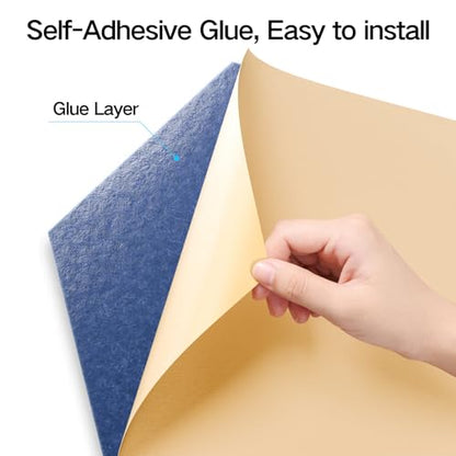 12 Pack Self-Adhesive Acoustic Panels 12" X 10" X 0.4" - Sound Proof Foam Panels with High Density, Y-Lined Design, Flame Resistant, Absorb Noise and Eliminate Echoes(Sky Blue) - color: Sky Blue, size: Y-Cut Hexagon 12 Pack