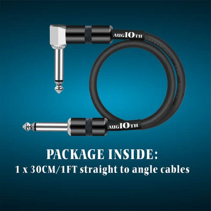 12 Inch Guitar Patch Cable 30 CM Straight to Angled | Performance Guitar Effect Pedal Cables Standards size Nickel Plated Plug - color: Straight-Angled, size: 12in