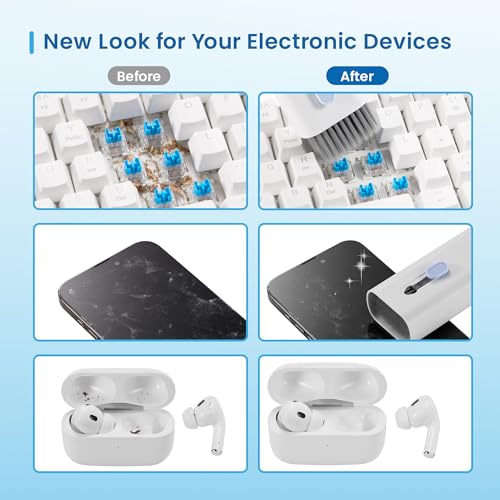 Ewent Keyboard Cleaner Kit 7in-1, Multifunction Cleaner Brush with Key Puller, All-in-One Cleaning kit, Empty Spray Bottle for PC Screen, Camera, Tablet, Smartphone, Earbuds Cleaning Pen for Airpods