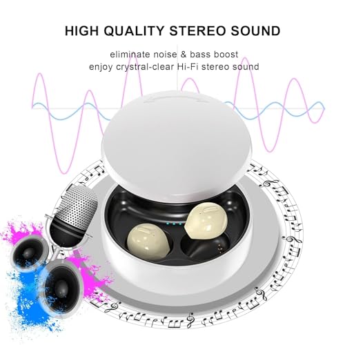 Smallest Invisible Earbuds Wireless Ear Buds Bluetooth in Ear Mini Discreet Small Tiny Earpiece Sleep Earbuds Hidden with Charging Case Headphones for Small Ears Work Sleeping Android iOS Yellow - color: Yellow