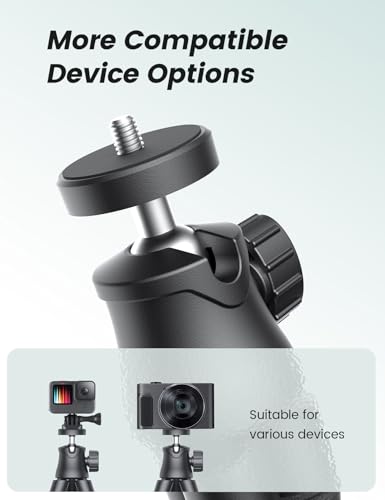 Phone Tripod with Light & Remote, 360° Rotating for Travel Use | LED light with 3 brightness levels, Fits smartphones & cameras. Great for tabletop & travel. - style: 13.4'' Black